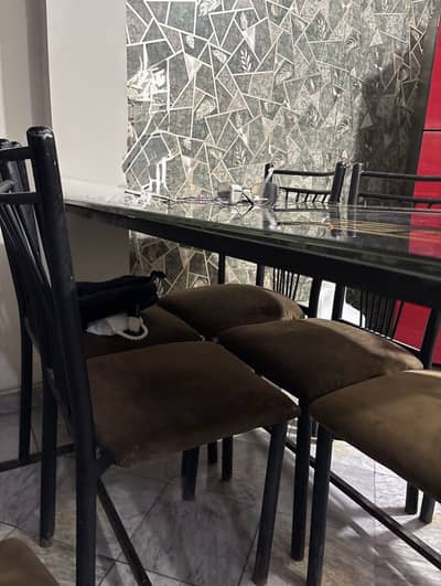Iron glass Dinning Table