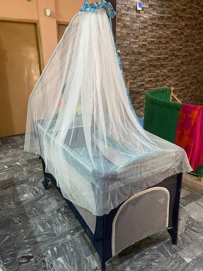 Baby Cot / Playpen with Mosquito Net - Excellent Condition
