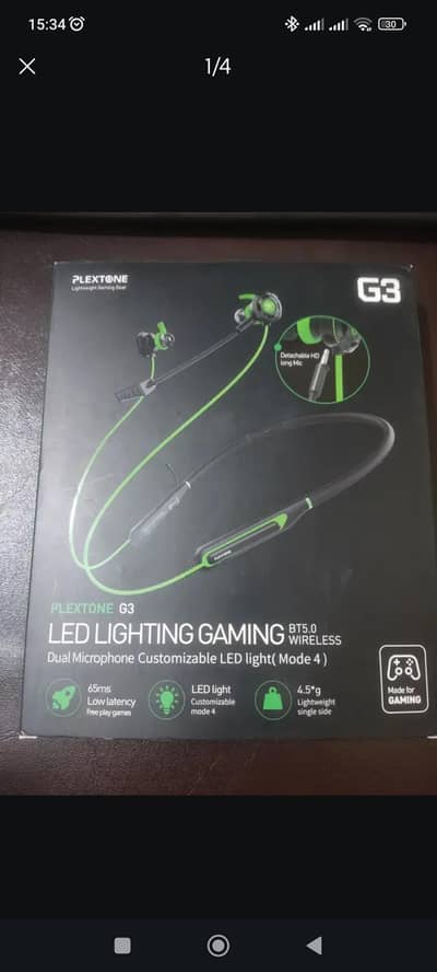 Gaming Bluetooth Neckband with Detachable Mic