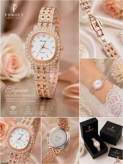FOROLAY LUXURY DIAMOND CUT WATCH FOR WOMEN