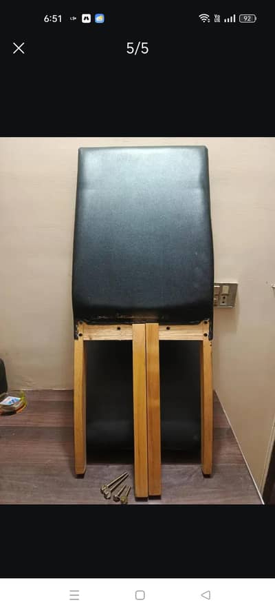 fitted I'mported black pure leather and wooden dining chair