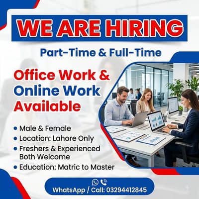 WE HIRING MALE AND FEMALES STAFF FOR OFFICE WORK