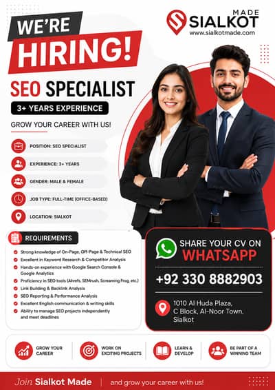 SEO Specialist Required – 3+ Years Experience | Male & Female