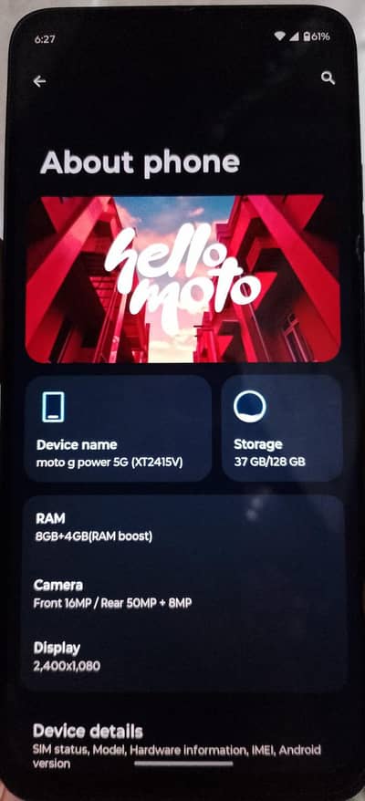 Motorola Moto G Power 5G 3 manth sim time hai  abi  8+4  180