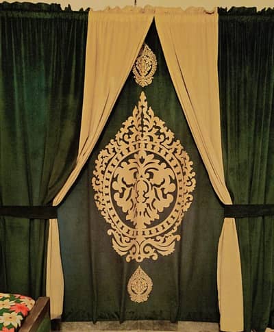 Royal Emerald Gold 2 Layer *Custom Sewn* Curtain Set