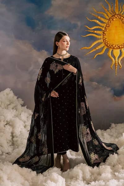 VANIYA Luxury Embroidered Chiffon Party Wear Suit (Free Delivery)