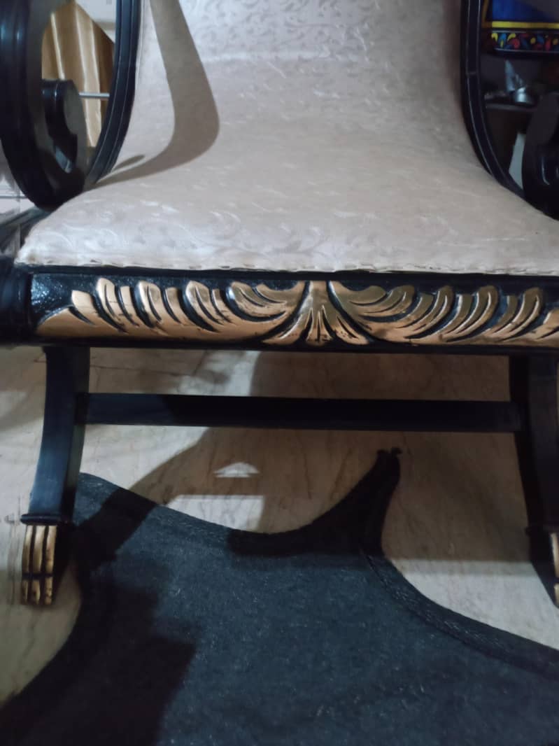 Scroll arm ancient chairs with round table 2