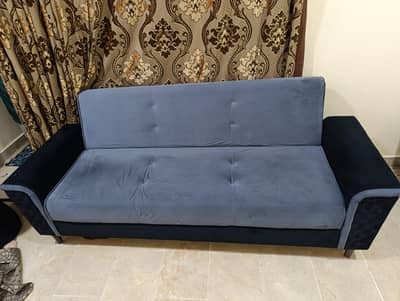 1 sofa cum bed with 2 single seater