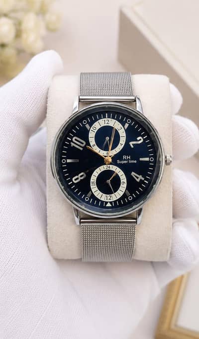 RH Super Time Blue Dial & Silver Mesh Strap Multifunction Watch