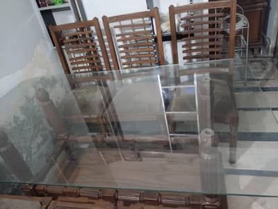 pure wooden dinning table with 6 chairs