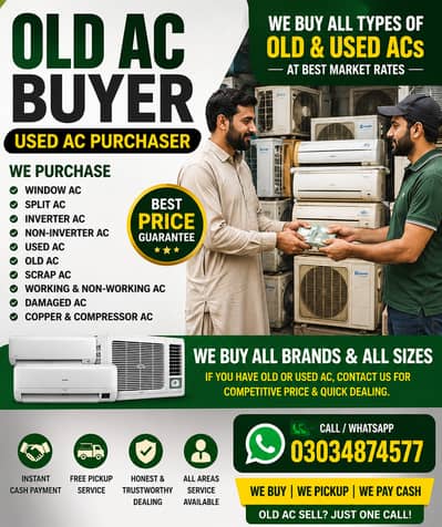 Old AC Buyer Used AC Purchaser Window Split Inverter AC Buyer Scrap