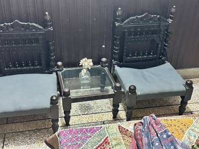 2 chairs traditional wood