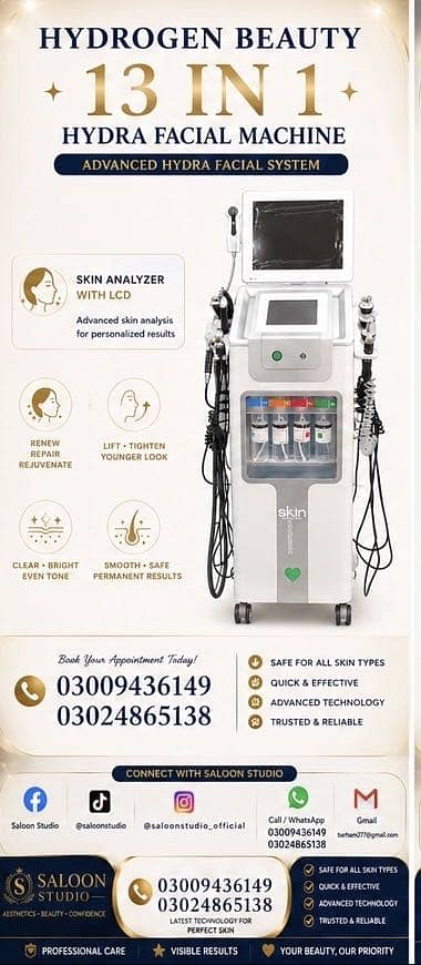 13 IN 1 Hydra Facial Machine Skin Analyzer