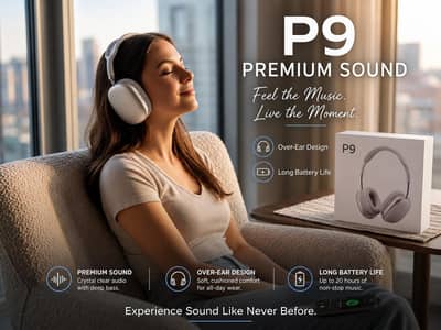  P9 Wireless Bluetooth Headphones – Premium Sound & Stylish Design