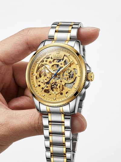 OLEVS Men's Skeleton Automatic-Style Watch