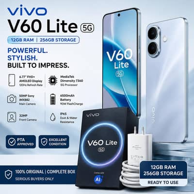 Vivo V60 Lite 5G 12/256GB PTA Approved | Good Condition