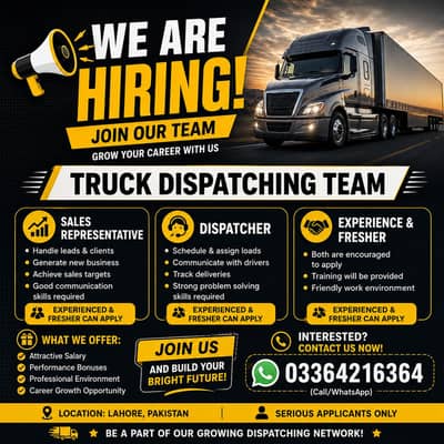 We are looking for Sales representative and dispatcher for our company