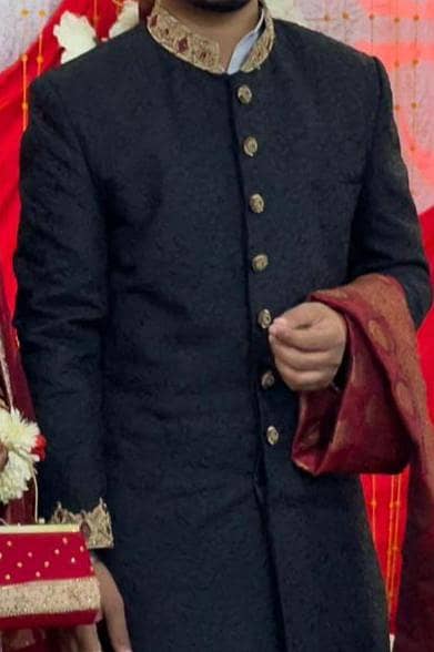 sharwani black color with mahroom khula with jota