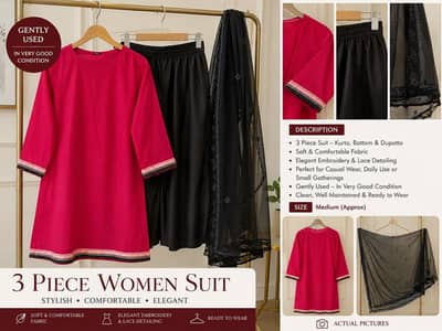 3-Piece Women’s Suit – Pink & Black 
