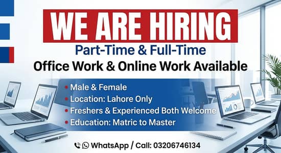 OFFICE WORK AND ONLINE WORK AVAILABLE FOR MALES AND FEMALES