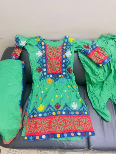 handmade suit applic work green wala yellow wala phoolon ki kadhai