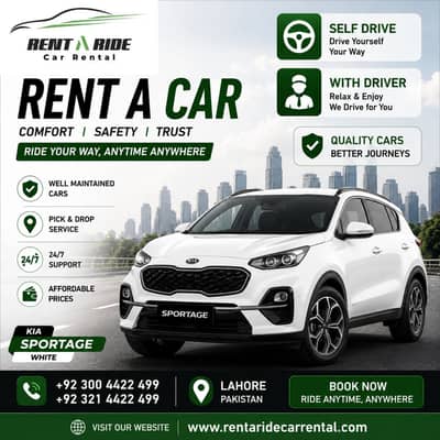Car Rental Self Drive Rent A Car Altis Grande, City, KIA, Fortuner LHR