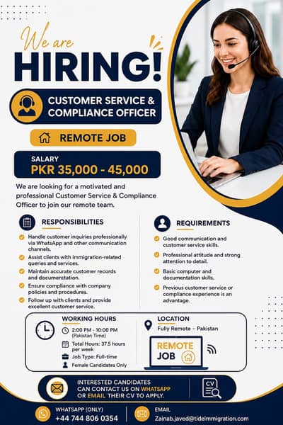 Customer Service & Compliance Officer (Remote Job)