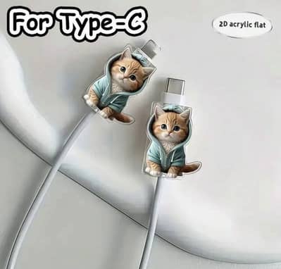 Cartoon Cat Design Charger Cable Protector for iPhone type C Cable