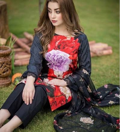 Luxury 3Pc Shamooz Silk Collection - Digital Print - Wholesale Rates!
