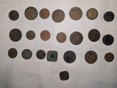22 pcs antique & vintage old coins collections british india & foreign