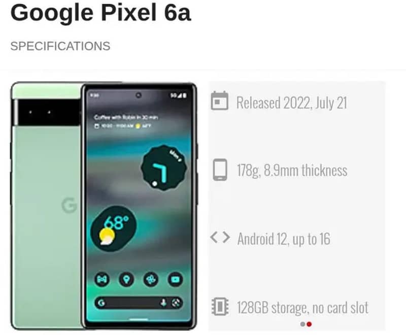 Google Pixel 6a 12
