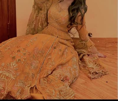 Naqshi Yellow maxi 2 piece With duppata