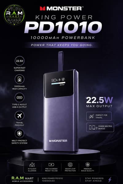 MONSTER KING POWER PD1010 — 10,000mAh Power Bank