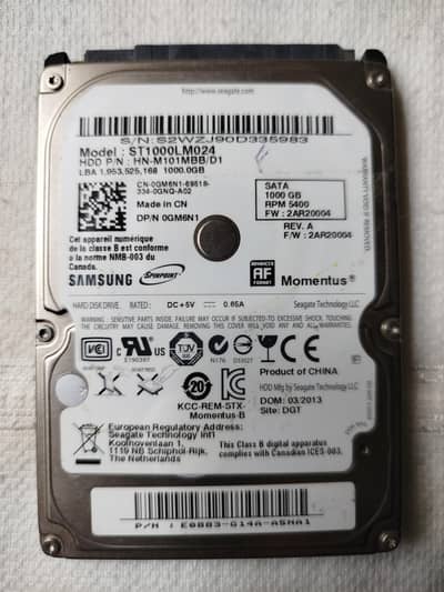Laptop Internal Harddrive 1 TB