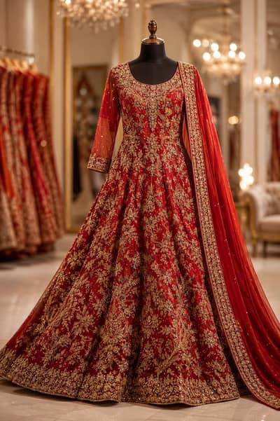 Elegant Red Bridal Dress