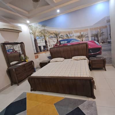 wooden double bed