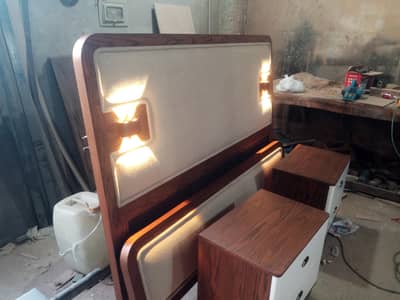Modern LED Bed Set | Bed with Side Tables | Al-Rehman Furniture