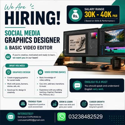 We Are Hiring – Social Media Graphics Designer & Basic Video Editor