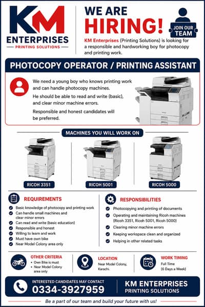 Photocopy machine operator