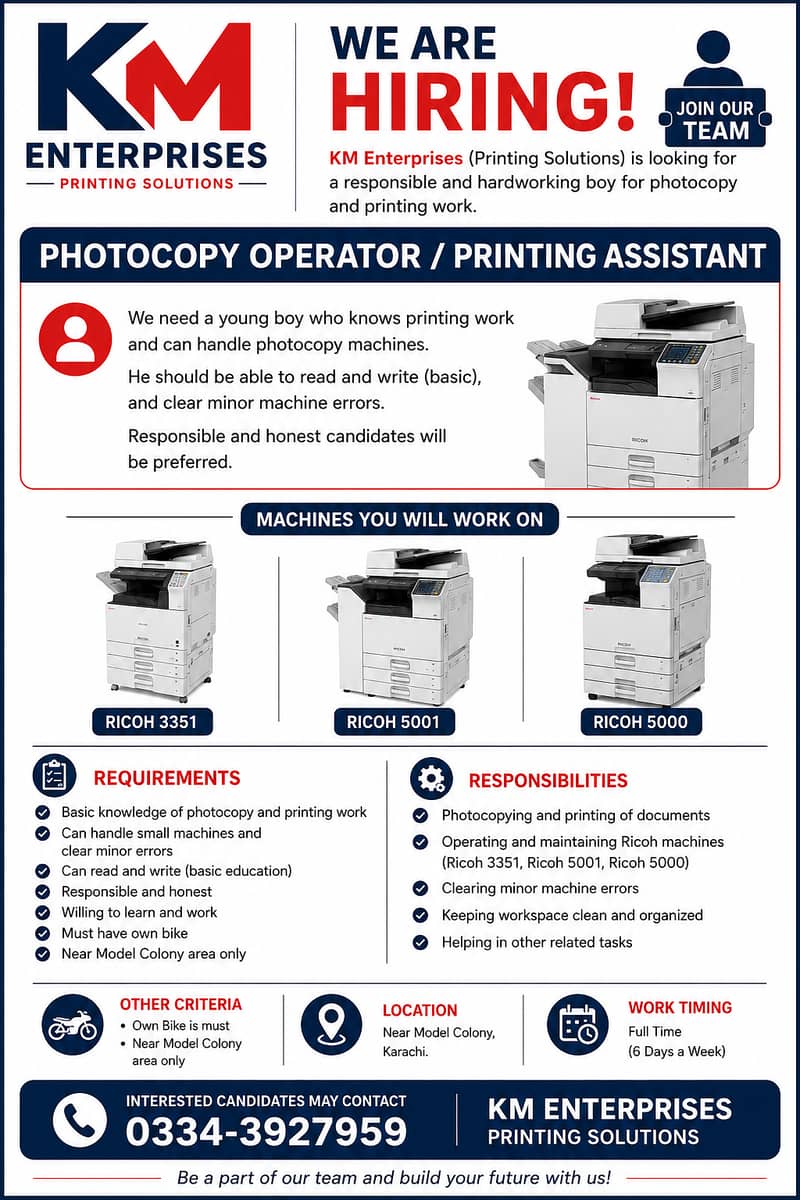 Photocopy machine operator 0