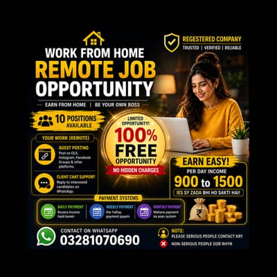 Work From Home Remote Job Pakistan | No Fee | Male & Female