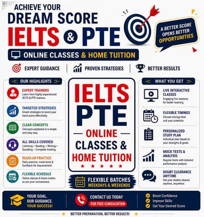 PTE IELTS CLASSES ONLINE AND HOME TUITION