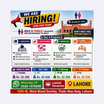 Office Management and Marketing jobs | Thokar Niaz Baig Lahore