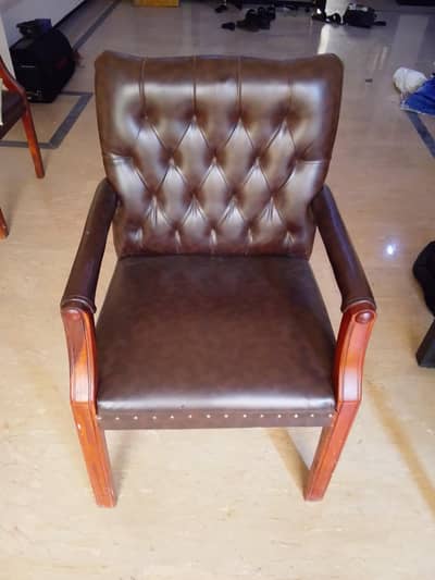 BROWN LEATHER CHAIRS ( 3 PC'S)