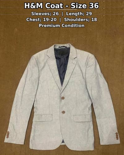 NEXT ZARA coats slim fit 36R