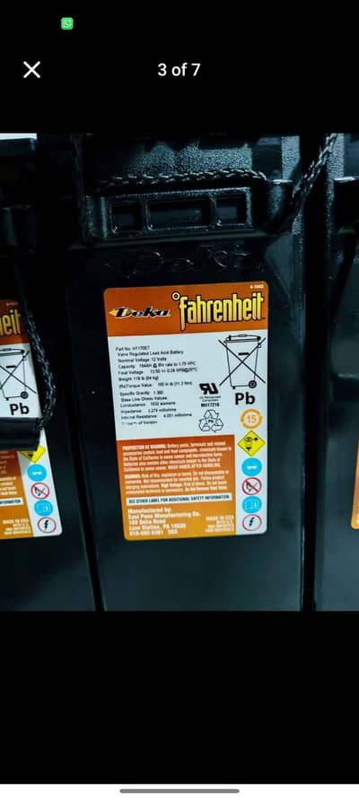 Deka Fahrenheit 12V 164Ah Heavy-Duty Dry Battery