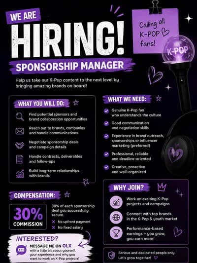 K-POP SPONSORSHIP MANAGER WANTED