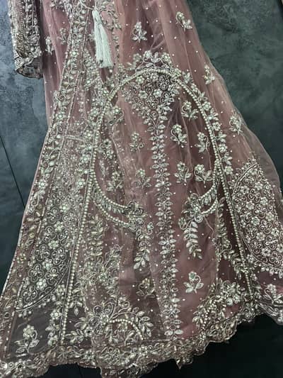 Girls Maxi 3 Piece | Fully Embroidered Upper + Frock+ Net Dupatta