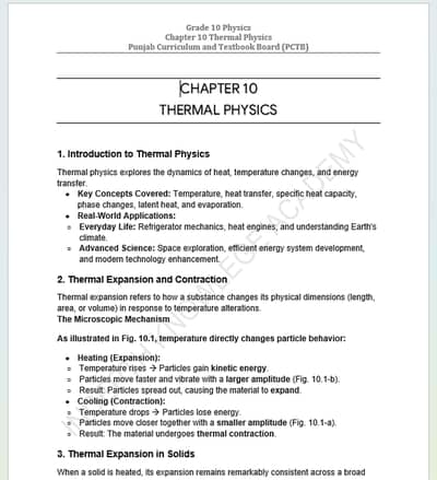 10th Physics Punjab Board Notes for Sale