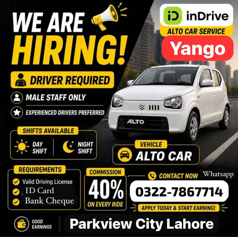 Need Driver for Yango & indrive 0